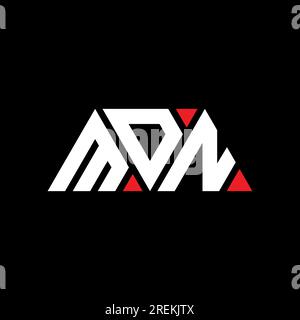 MDN-Logo mit dreieckigem Buchstaben in Dreiecksform. Monogramm mit MDN-Dreieck-Logo. MDN-dreieckige Vektorvorlage mit roter Farbe. MDN-Triangul Stock Vektor