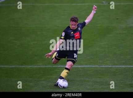 Toby Sims von Harrogate Town während des Vorsaison-Freundschaftsspiels zwischen Hartlepool United und Harrogate Town im Victoria Park, Hartlepool am Freitag, den 28. Juli 2023. (Foto: Michael Driver | MI News) Guthaben: MI News & Sport /Alamy Live News Stockfoto