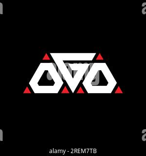 Logo mit OGO-Dreiecksbuchstaben und Dreiecksform. Monogramm mit OGO-Dreieck-Logo. OGO-dreieckige Vektorvorlage mit roter Farbe. OGO triangul Stock Vektor