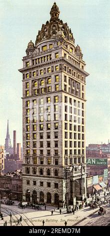 San Francisco, Kalifornien: c. 1903 Ein Fotochrom der Detroit Publishing Company des Spreckels Building at Market and Third Street. Es war bekannt als das Call Building, als es 1898 erbaut wurde. Stockfoto