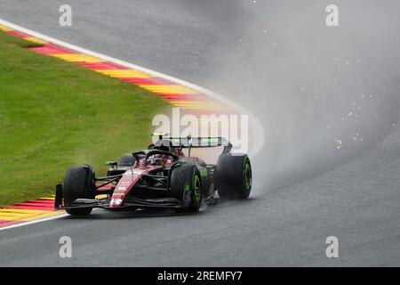Stavelot, Stavelot. 28. Juli 2023. Der chinesische Fahrer Zhou Guanyu von Alfa Romeo nimmt am 28. Juli 2023 am Grand Prix 2023 in Belgien Teil, um sich für die Formel 1 auf der Rennstrecke Spa-Francorchamps in Stavelot, Belgien, zu qualifizieren. Kredit: Zheng Huansong/Xinhua/Alamy Live News Stockfoto