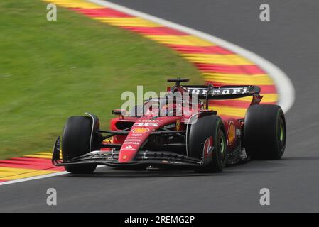 Stavelot, Stavelot. 28. Juli 2023. Ferraris Monegasque-Fahrer Charles Leclerc nimmt am 28. Juli 1 2023 am Grand Prix 2023 in Belgien auf der Circuit of Spa-Francorchamps in Stavelot Teil. Kredit: Zheng Huansong/Xinhua/Alamy Live News Stockfoto