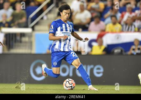 Harrison, New Jersey, USA. 28. Juli 2023. Brighton und Hove Albion Mittelfeldspieler KAORU MITOMA (22) in Aktion in der Red Bull Arena in Harrison New Jersey Newcastle United besiegt Brighton und Hove Albion 2 bis 1 (Bild: © Brooks von Arx/ZUMA Press Wire) NUR REDAKTIONELLE VERWENDUNG! Nicht für den kommerziellen GEBRAUCH! Kredit: ZUMA Press, Inc./Alamy Live News Stockfoto