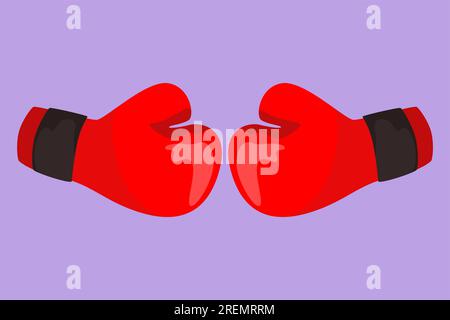 Grafisches flaches Design mit stilisierten roten Boxhandschuhen, die zusammenpassen. Boxhandschuhe kämpfen. Boxer Sportswear für Workout mit Punch. Kämpfe, Kämpfe Stockfoto