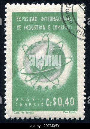 BRASILIEN - CIRCA 1947: Stempel gedruckt von Brasilien, zeigt Globus, circa 1947 Stockfoto