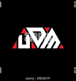 UDM-Logo mit Dreiecksbuchstaben und Dreiecksform. UDM-Dreieck-Logo-Monogramm. UDM-Dreieck-Vektor-Logo-Vorlage mit roter Farbe. UDM Triangul Stock Vektor