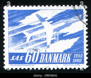 DÄNEMARK - CIRCA 1960: Stempel gedruckt von Dänemark, zeigt Flugzeuge, circa 1960 Stockfoto
