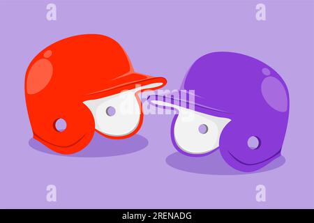 Logo, Symbol, Symbol für flachen, stilisierten Baseballhelm. Helm für verschiedene Mannschaftssportarten wie Baseball oder Softball. Outdoor-Sport für die USA Stockfoto