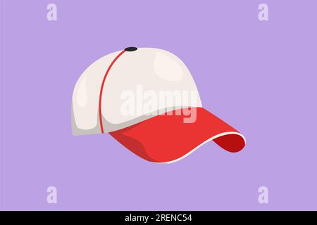 Flaches Grafikdesign mit stilisierter Baseballkappe als Sportsymbol. Unisex Outdoor Sport Baseball, Golf, Tennis, Uniform Cap Logo, Label, Vorlage Stockfoto