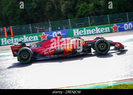 Circuit de Spa-Francorchamps, Stavelot, Belgien, 28. Juli 2023, Charles Leclerc (MON) Ferrari SF-23&#XA;&#XA;während der Qualifizierung am Freitag, den 28. Juli Stockfoto