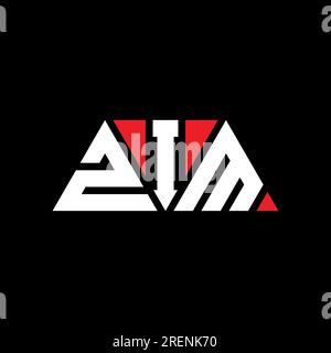 ZIM-Logo mit Dreiecksbuchstaben und Dreiecksform. Monogramm mit ZIM-Dreieck-Logo. ZIM-Dreieck-Vektor-Logo-Vorlage mit roter Farbe. ZIM triangul Stock Vektor
