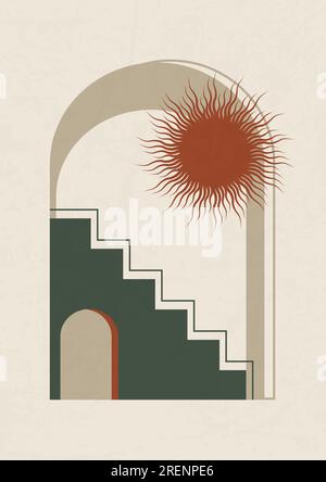 Ästhetische Kunst mit Plakat-Illustration über die Treppe. Stock Vektor