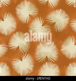 Braunes tropisches Nahtmuster mit Palmenblättern Stock Vektor