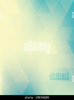 Abstrakter hellgelber Hintergrund mit durchsichtigen hellblaugrünen Dreiecken. Vertikales subtiles Vektorgrafik-Muster. CMYK-Farben Stock Vektor