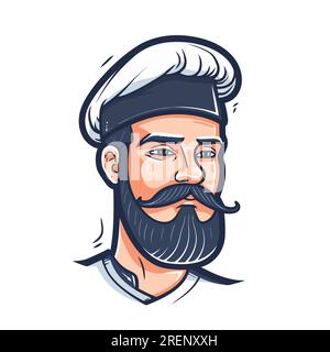 Design des Chefkochs. Abstraktes Logo für Koch, Koch oder Bäcker. Süße Vektordarstellung Stock Vektor