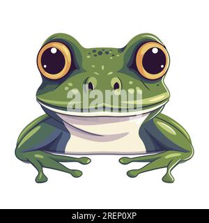 Froschkopf-Logo. Abstraktes Zeichnen von Froschgesicht. Süßes Froschgesicht isoliert. Vektordarstellung Stock Vektor