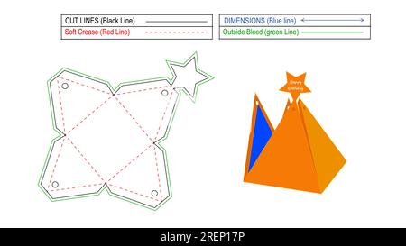 Geburtstagsgeschenkbox, Lollipop Geschenkbox die-Line-Vorlage mit 3D Vektorfeile Stock Vektor