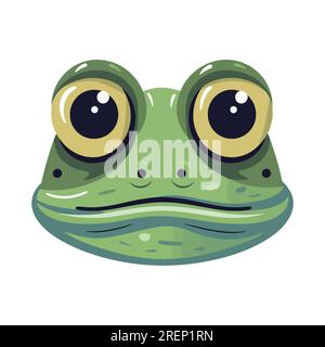 Froschkopf-Logo. Abstraktes Zeichnen von Froschgesicht. Süßes Froschgesicht isoliert. Vektordarstellung Stock Vektor