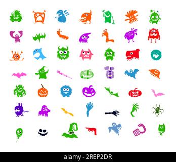 Set mit farbigen Halloween-Elementen. Vektordarstellung Stock Vektor