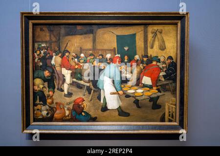 Das Gemälde "die Bauernhochzeit" von Pieter Bruegel dem Ältesten, Kunsthistorisches Museum, Wien, Österreich Stockfoto