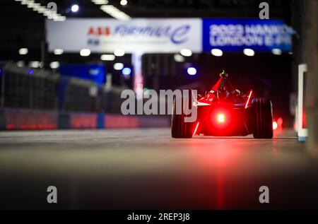 Nissans Norman NATO während der zweiten Übung am ersten Tag des Hankook London E-Prix 2023 auf dem Excel Circuit, London. Bilddatum: Samstag, 29. Juli 2023. Stockfoto