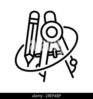 Vektorkonstruktion des Symbols des geometrischen Kompasses im Linienstil Stock Vektor