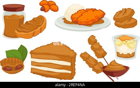 Erdnussbutter Kekse und Kuchen, Desserts Süßigkeiten Stock Vektor