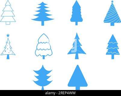 Weihnachtsbaumsymbol, dekorierter Koniferenrahmen und gefülltes Vektorzeichen Stock Vektor