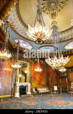 Innenausstattung des Musikraums im Royal Pavilion (Brighton Pavilion), Brighton, England Stockfoto