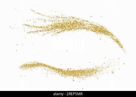 Goldener Glitzer abstrakte Wellen auf weißem Hintergrund, die goldenen Wellen glitzern. Stock Vektor