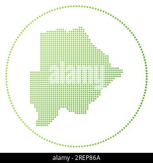 Botswana Digital Badge. Gepunktete Karte von Botswana im Kreis. Technische Ikone des Landes mit graduierten Punkten. Bezaubernde Vektor-Illustration. Stock Vektor