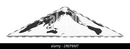 Vektor-Weltkarte. Kollignon-EQUAL-Area-pseudozylindrische Projektion. Einfache geografische Weltkarte mit Breiten- und Längengraden. Stock Vektor