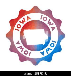 Iowa Low Poly Logo. Buntes Reiselogo des US-Bundesstaates im geometrischen Stil. Stock Vektor