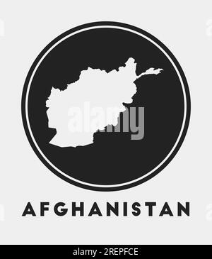 Afghanistan Ikone. Rundes Logo mit Landkarte und Titel. Stylisches Afghanistan-Abzeichen mit Karte. Vektordarstellung. Stock Vektor