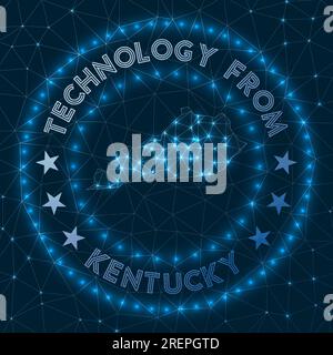 Technologie Von Kentucky. Futuristisches geometrisches Abzeichen des US-Staates. Technologisches Konzept. Rundes Kentucky-Logo. Vektordarstellung. Stock Vektor