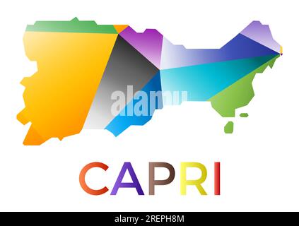 Leuchtend farbige Caprihose. Mehrfarbiges, geometrisches Insellogo. Modernes, trendiges Design. Künstlerische Vektordarstellung. Stock Vektor