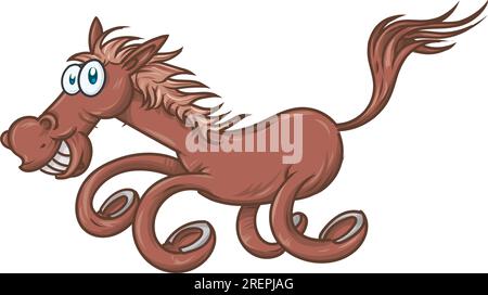 Pferdekarikatur. Maskottchen-Illustration Stock Vektor