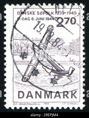 RUSSLAND KALININGRAD, 4. JANUAR 2014: Stempel gedruckt von Dänemark, zeigt Kriegsdenkmal Kopenhagen, um 1984 Stockfoto