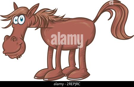 Vektordarstellung eines Brown Horse Cartoon Stock Vektor