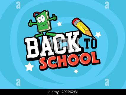 Back to School in Blue Background Banner Stock Vektor