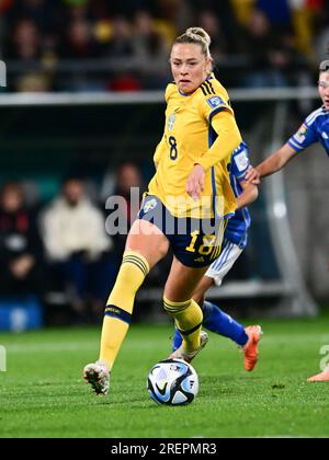 Wellington, Neuseeland. 29. Juli 2023. Fridolina Rolfö von Schweden Fußballmannschaft der Frauen, die während des FIFA Frauen-Weltmeisterschaftsspiels 2023 zwischen Schweden und Italien im Wellington Regional Stadium in Aktion war. Endergebnis: Schweden 5:0 Italien. Kredit: SOPA Images Limited/Alamy Live News Stockfoto