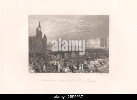 Marche aux Fleurs und Pont-au-Change 1835 von William Radclyffe Stockfoto