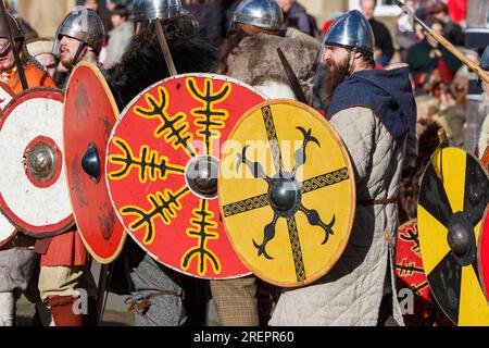 Reendarsteller beim York Wikingerfestival 2015 Stockfoto