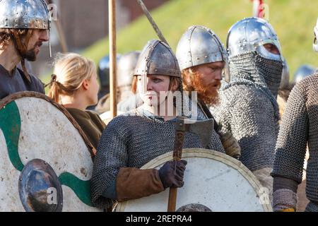 Reendarsteller beim York Wikingerfestival 2015 Stockfoto