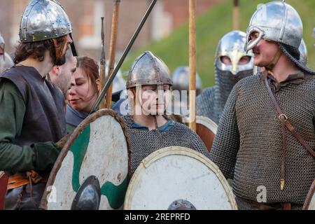 Reendarsteller beim York Wikingerfestival 2015 Stockfoto