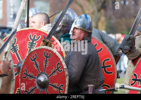 Reendarsteller beim York Wikingerfestival 2015 Stockfoto