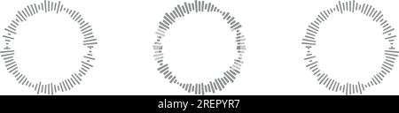 Sound Wave Kollektion. Rhythmus mit Audiobalken, Sprachnachrichten und Radiosymbolen wiedergeben. Eine Symphonie der Musik in Vektorform. Flache Abbildungen isoliert o Stock Vektor