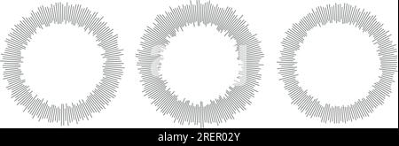 Audiowellen für Musikgeräusche, Equalizer-Grafiken, runde Kreislogos, Funkfrequenzen, Beat-Symbole, soundwave in runder Form. Flachvektorillu Stock Vektor