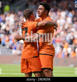 Hull, UK. 29. Juli 2023 Football League-freundlich: Hull City AFC gegen FC Nantes. Ozan Tufan aus Hull City feiert sein Ziel. Kredit Paul Whitehurst/Alamy Live News Stockfoto