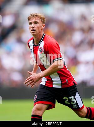 Ben Osborn von Sheffield United während des Vorsaison-Freundschaftsspiels im Pride Park Stadium, Derby. Bilddatum: Samstag, 29. Juli 2023. Stockfoto